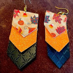 Fall faux leather earrings